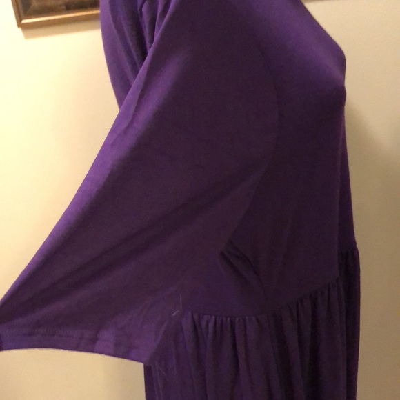 💜Zenana Outfitters plum purple comfy short sleeve t-shirt dress with pockets - Picture 4 of 10